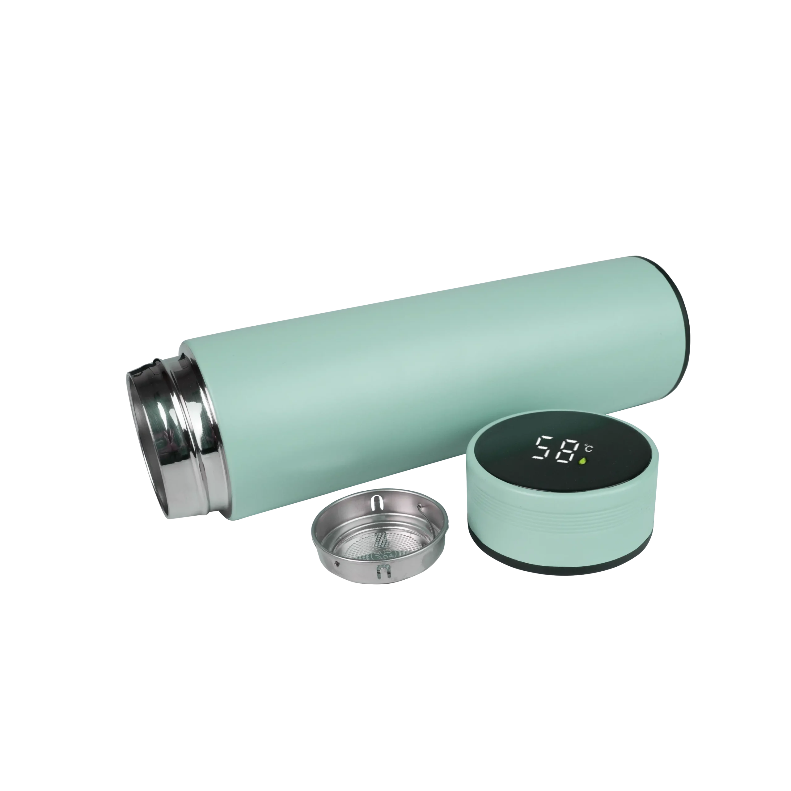 Alternative view of Bình giữ nhiệt in logo 480ml xanh mint hoạ tiết trơn hiển thị nhiệt độ